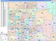 Oklahoma City  Wall Map Color Cast Style